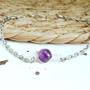 Amethyst Crystal Bracelet Anklet, Gemstone Jewelry Accessories 9.25"